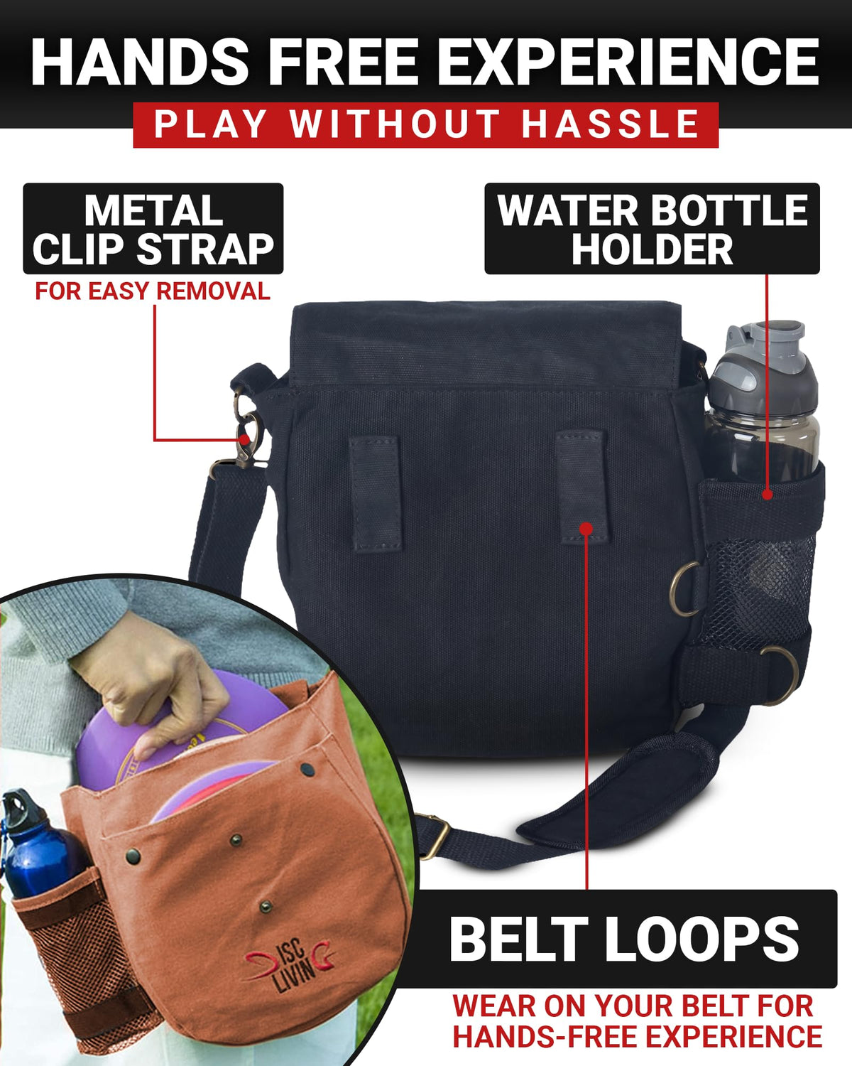 Disc Living pockets enable fast pull-and-return access on course.