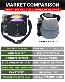 Disc Living lightweight sling strap enables hands-free carry between holes.
