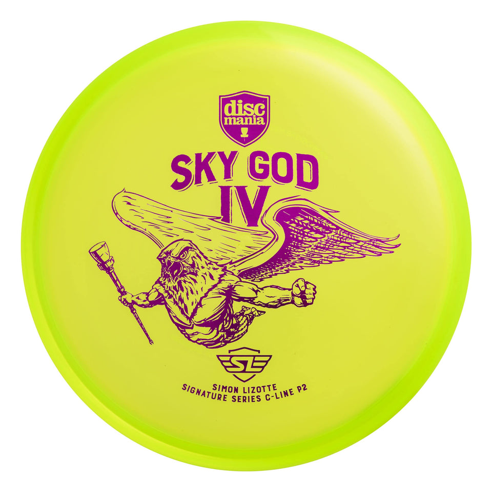 Discmania C-Line P2 Sky God 4 putter, top view, highlighting balanced grip and precision