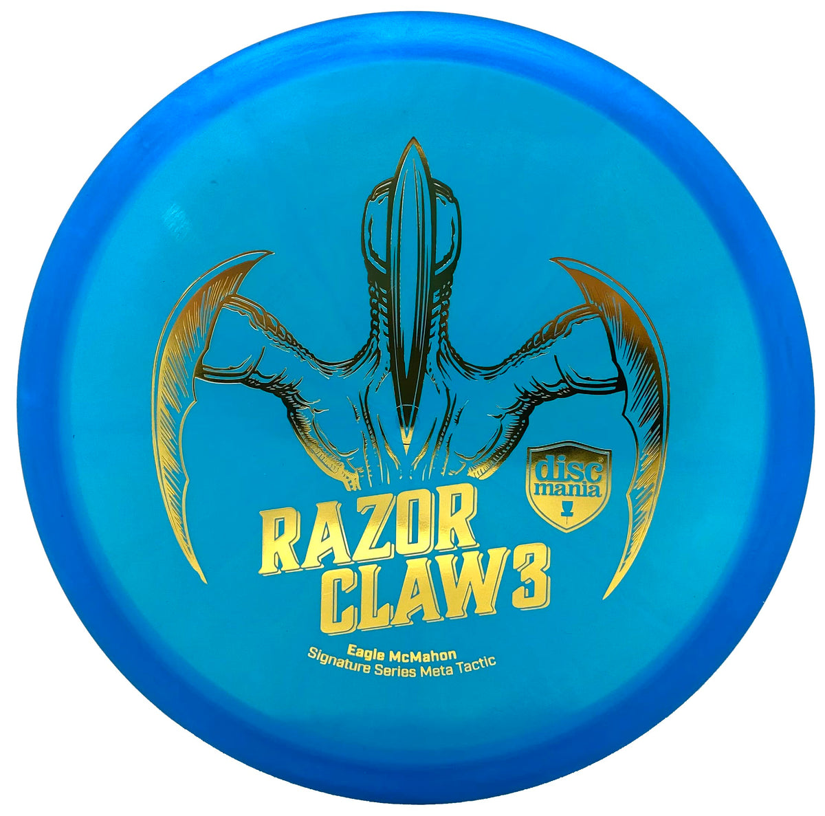 Discmania Eagle McMahon Meta Tactic Razor Claw 3 backhand shot delivers predictable fade in headwinds.
