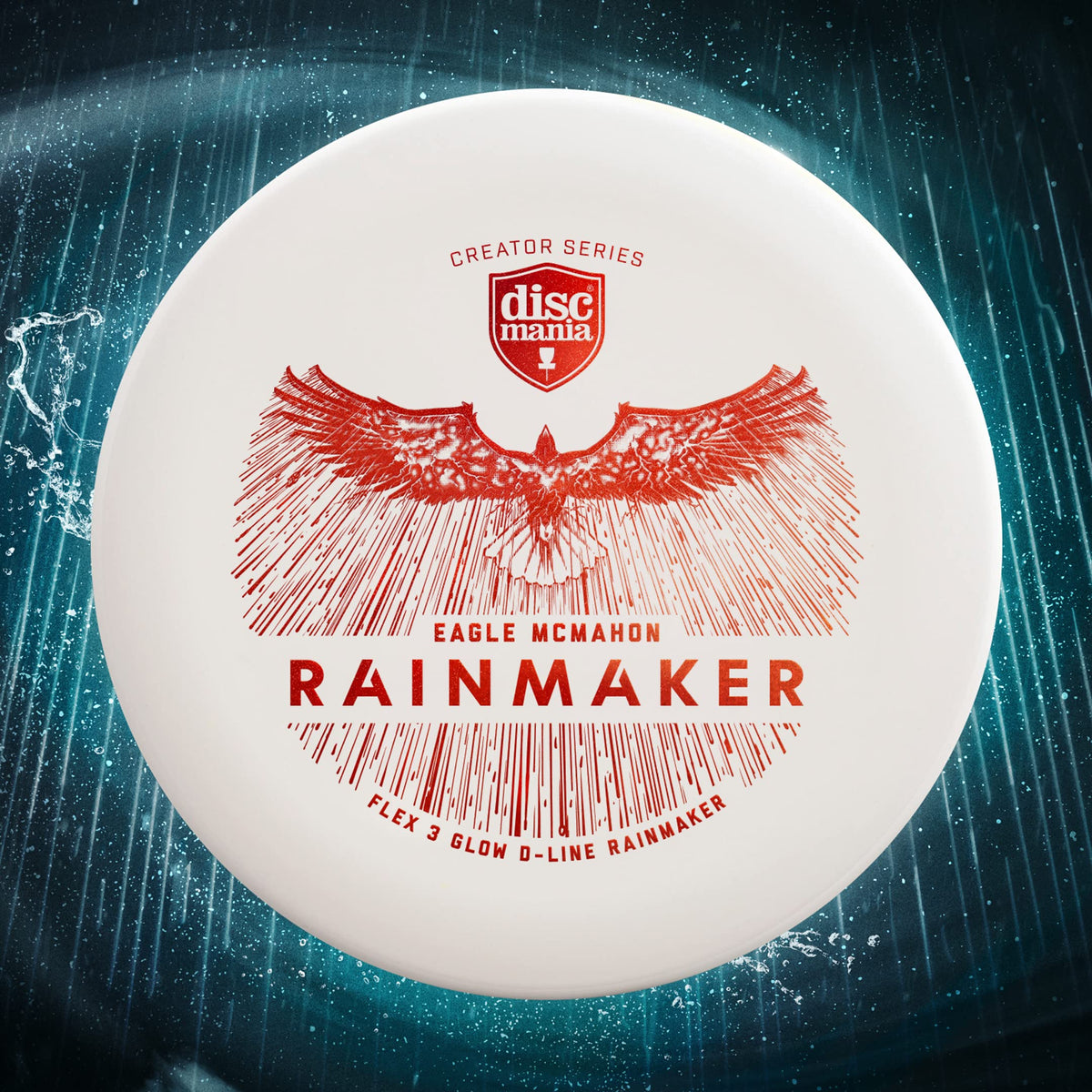 Discmania Eagle McMahon Rainmaker Glow sits ready for precise short-range putts.