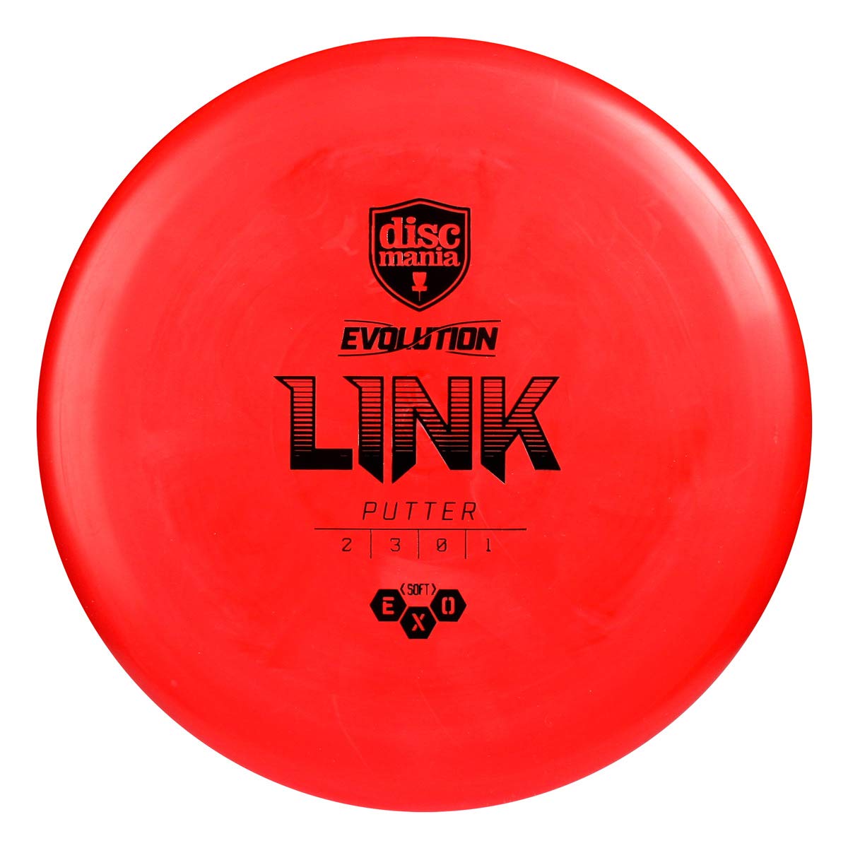 Discmania Evolution Exo Soft Link putter in hand showing smooth glide toward the basket.