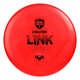Discmania Evolution Exo Soft Link putter in hand showing smooth glide toward the basket.