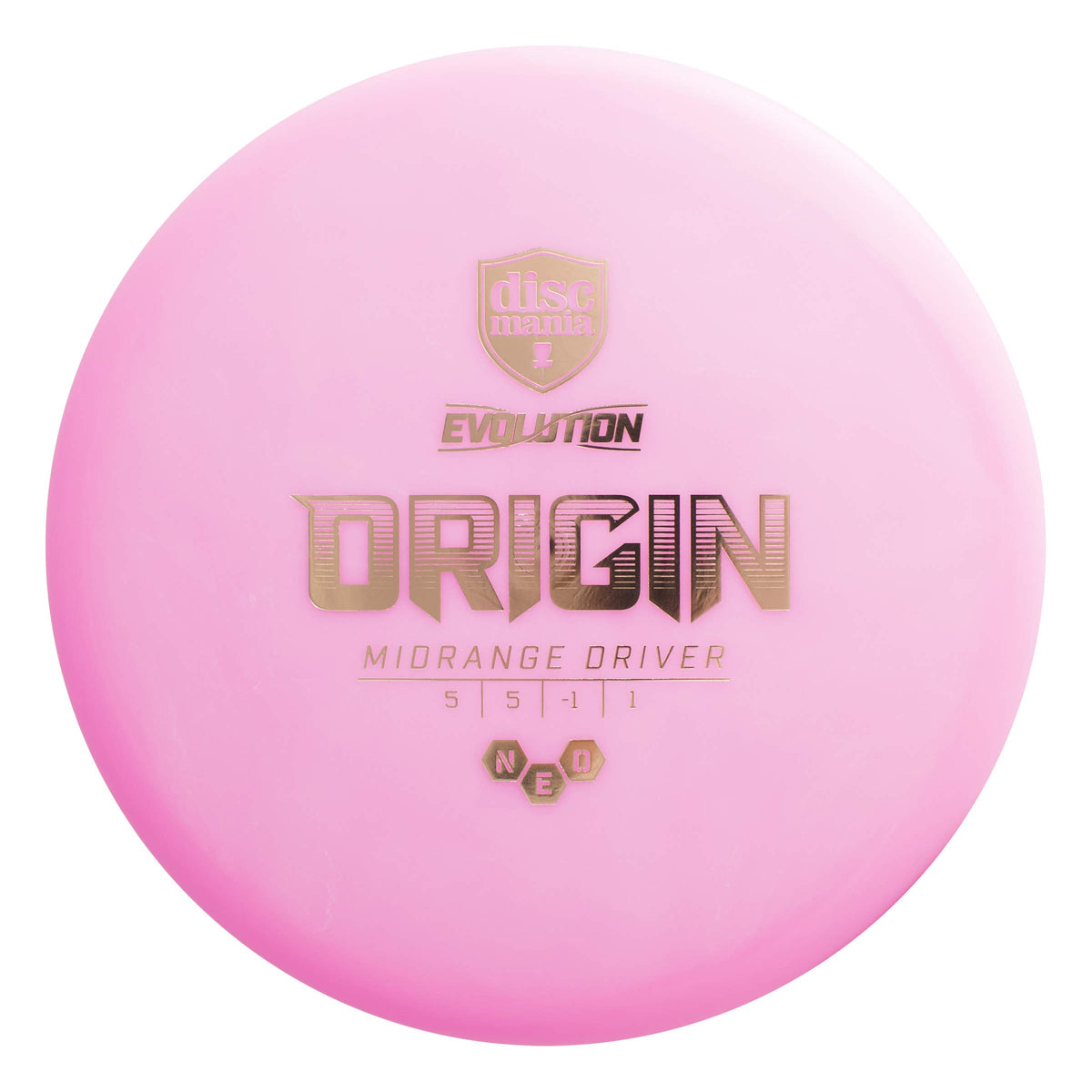 Discmania Origin Neo midrange in hand, tacky Neo plastic offers reliable grip.
