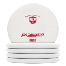 Discmania Flex 2 D-Line putter pack in hand, showcasing grip and straight flight for putting