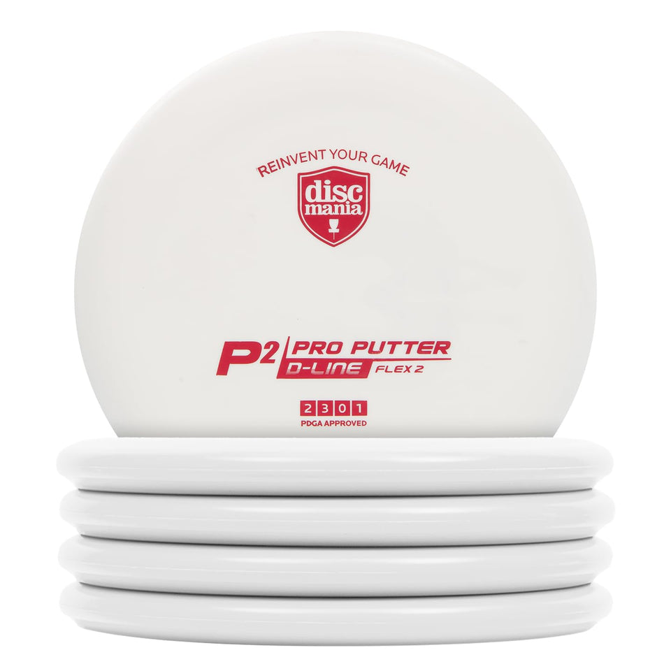 Discmania Flex 2 D-Line putter pack in hand, showcasing grip and straight flight for putting