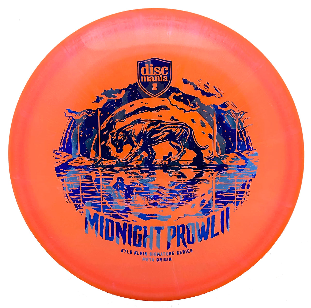 Discmania Midnight Prowl 2 Meta Origin plastic side view highlights stability for accurate short-range throws.