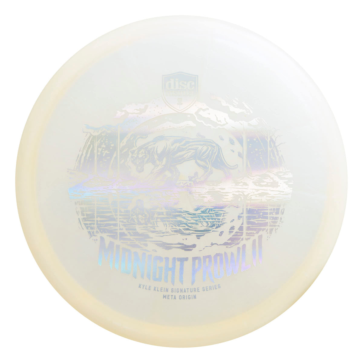 Discmania Midnight Prowl 2 pearlescent finish catches light for elevated color-shift look.