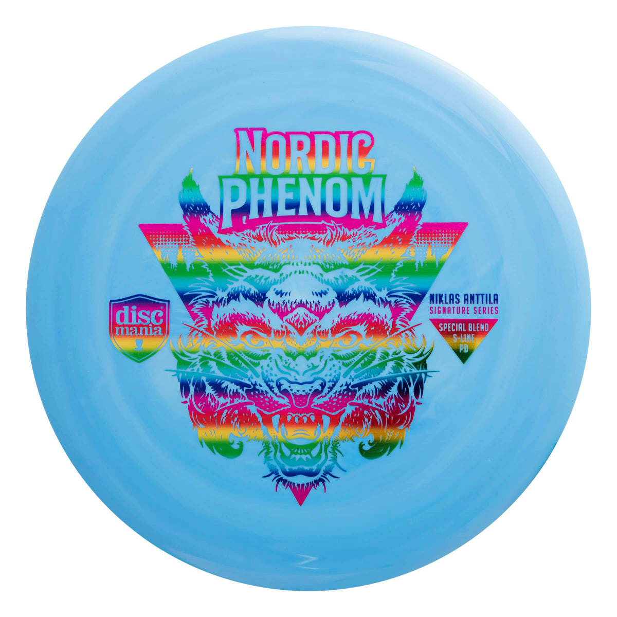Discmania PD S-Line red with silver star foil for high visibility throws.