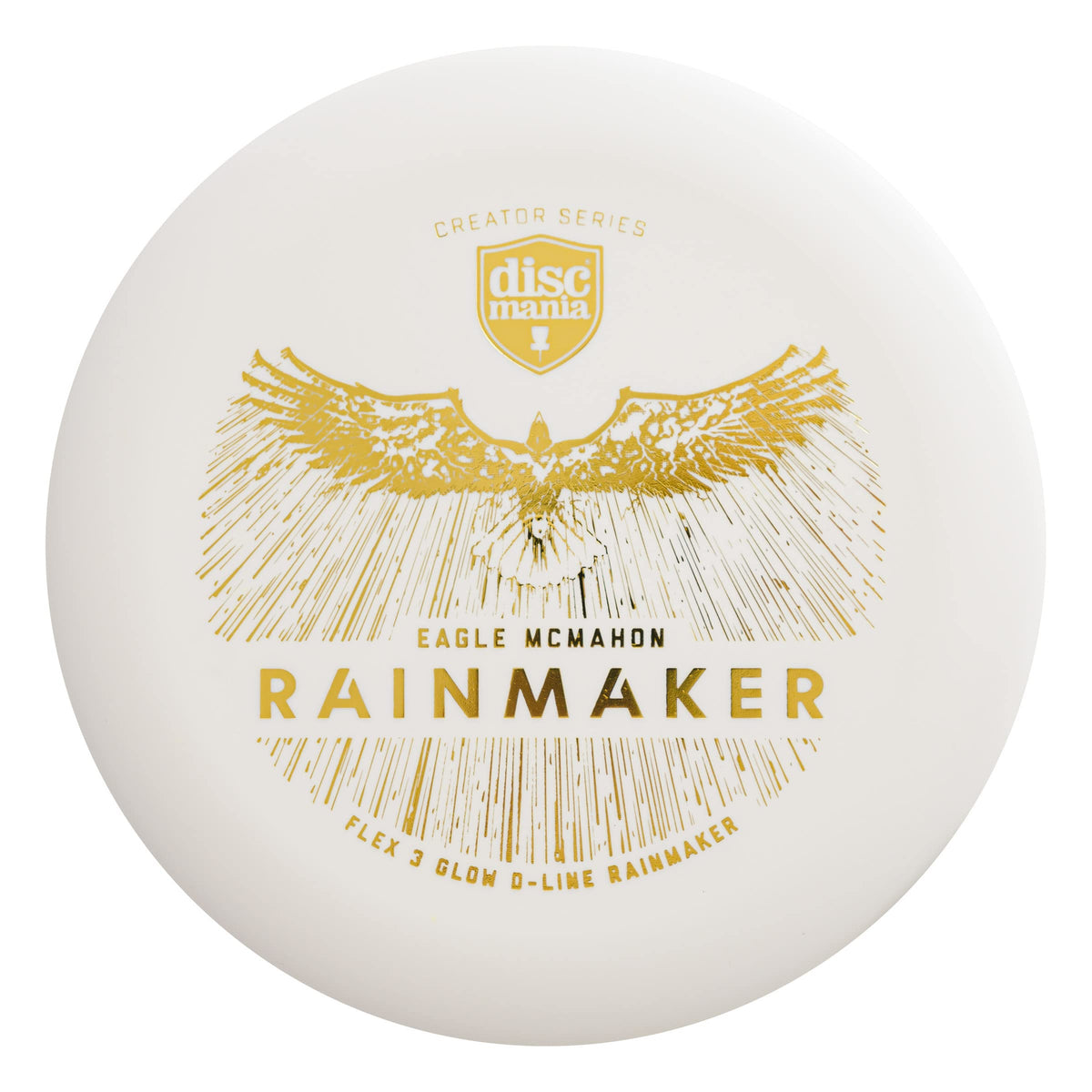 Discmania Rainmaker Glow putter in practice throw shows glow for visibility.