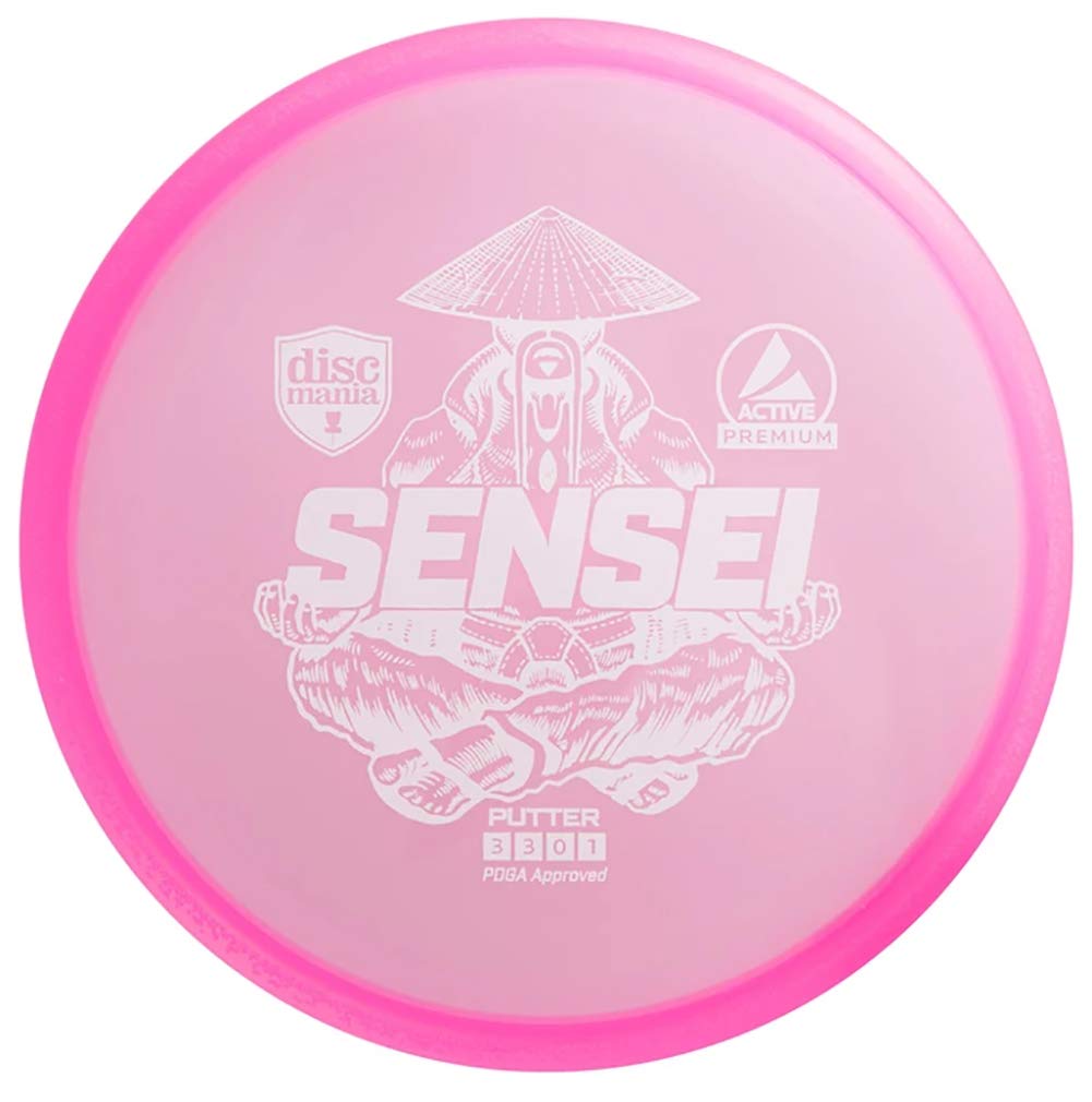 Discmania Sensei in hand demonstrates ergonomic grip for precise putting.
