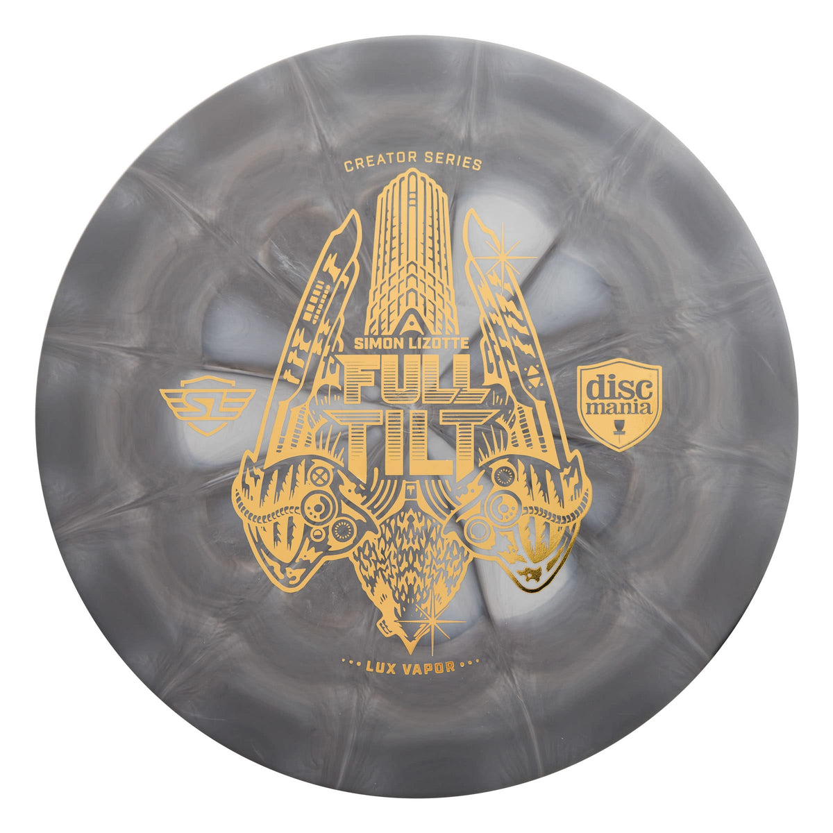 Discmania Simon Lizotte Creator Series Lux Vapor Full Tilt disc in flight for reliable fade.