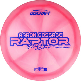 Discraft Aaron Gossage Z Swirl Raptor front view showing grip for precise forehand and backhand shots.