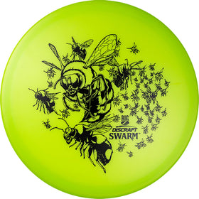 Discraft Big Z Swarm in flight with controlled fade for tight lines