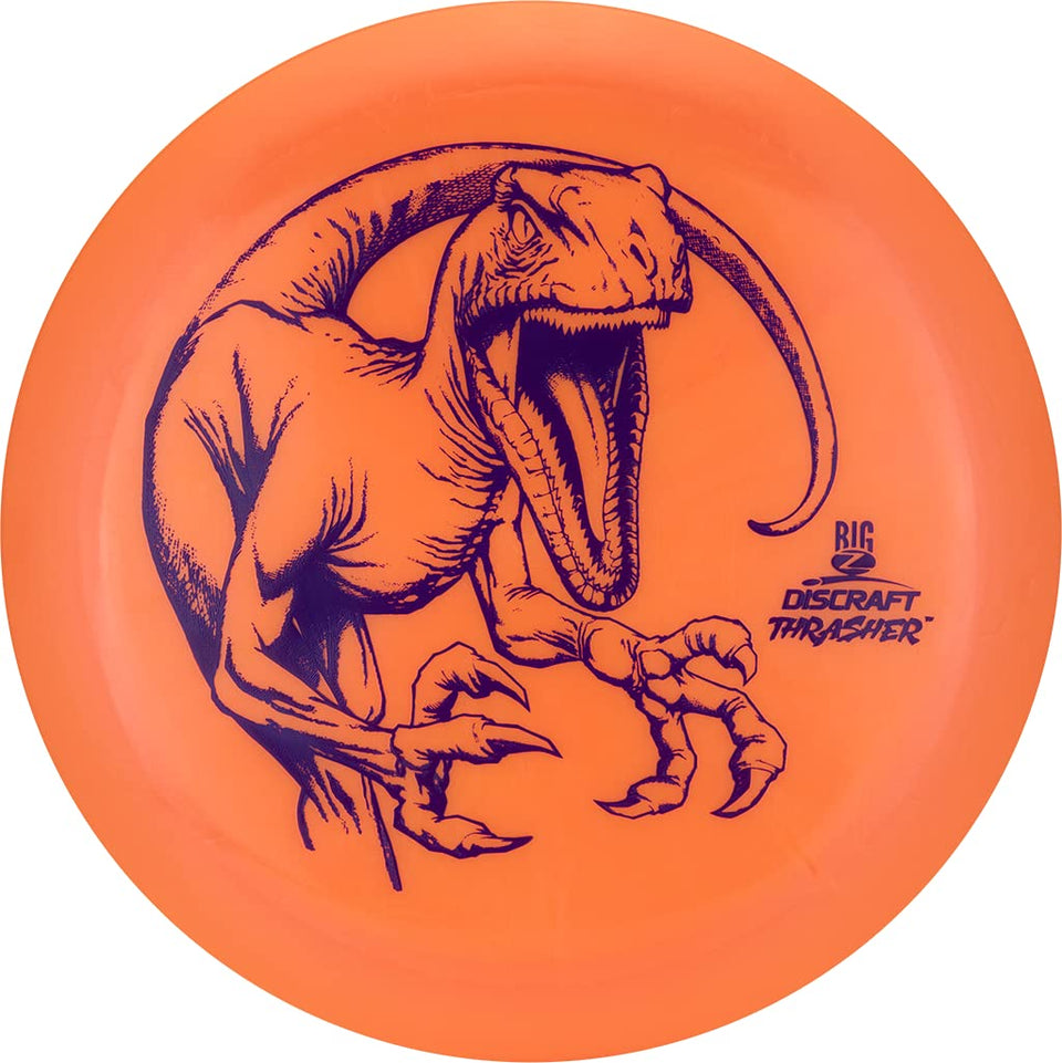 Discraft Big Z Thrasher distance driver, front-angled view, ideal for long-distance throws.