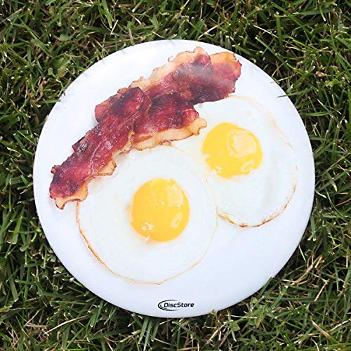 Discraft Buzzz Bacon Eggs side view highlighting grip and flight potential.