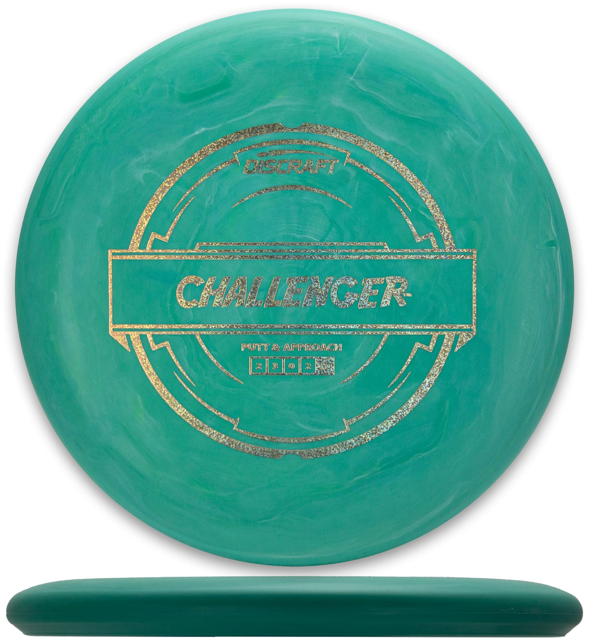 Discraft Challenger blue putter with wind-stable design for reliable shots.