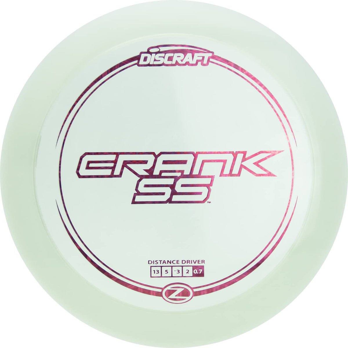 Discraft Crank SS distance driver in flight for long-range accuracy.