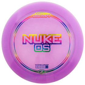 Discraft Elite-Z Nuke OS front view, overstable driver ready for windy power throws