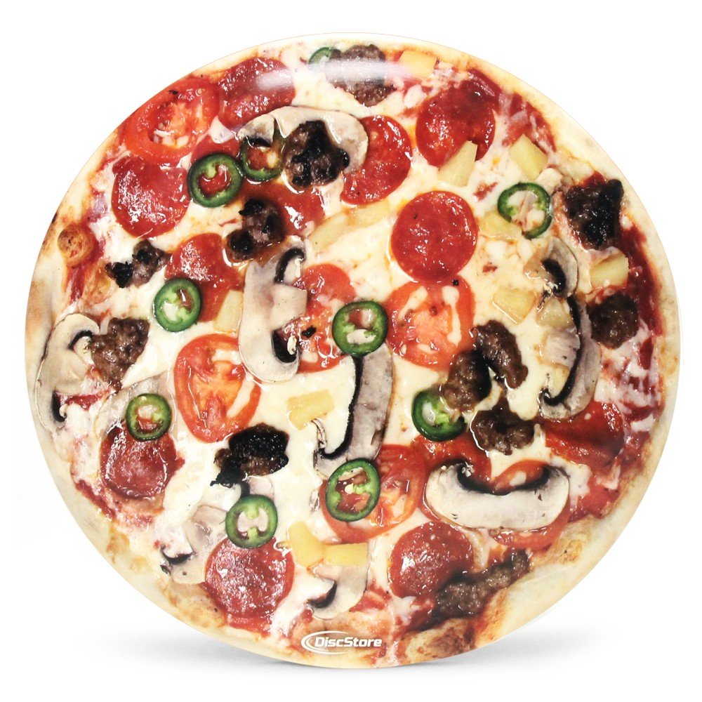 Discraft ESP Buzzz pizza design disc offers stable, straight flight for precise approach shots.