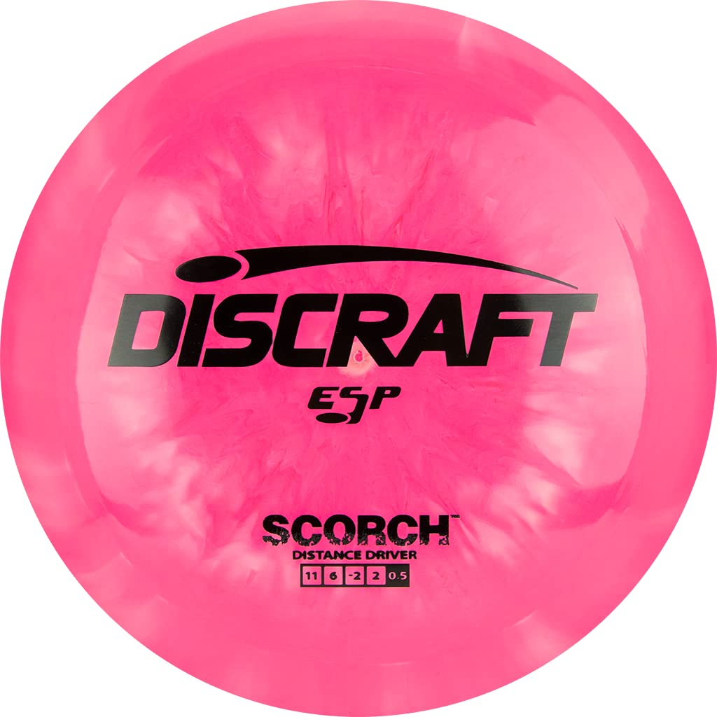 Discraft ESP Collection Scorch driver in flight for long-range drives and fade finish.