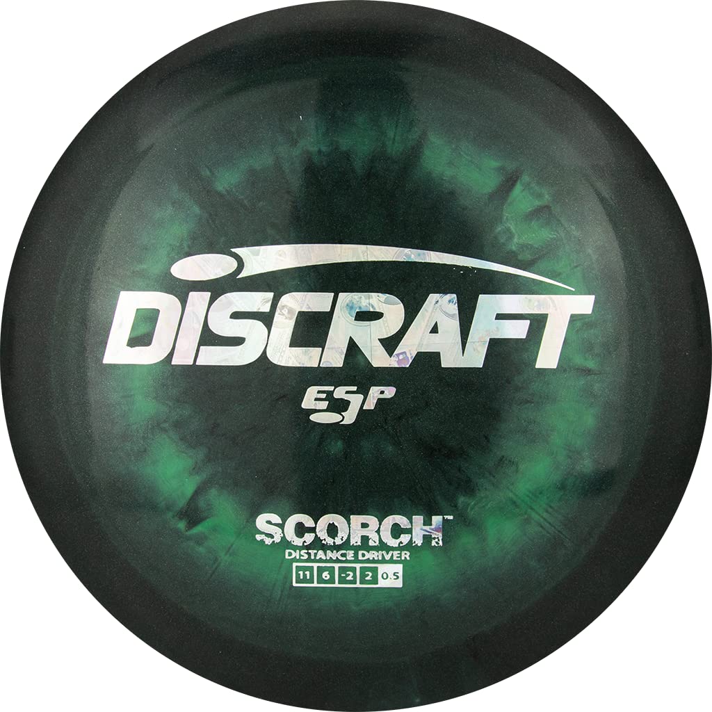 Discraft ESP Scorch in flight showing stable travel and distance potential