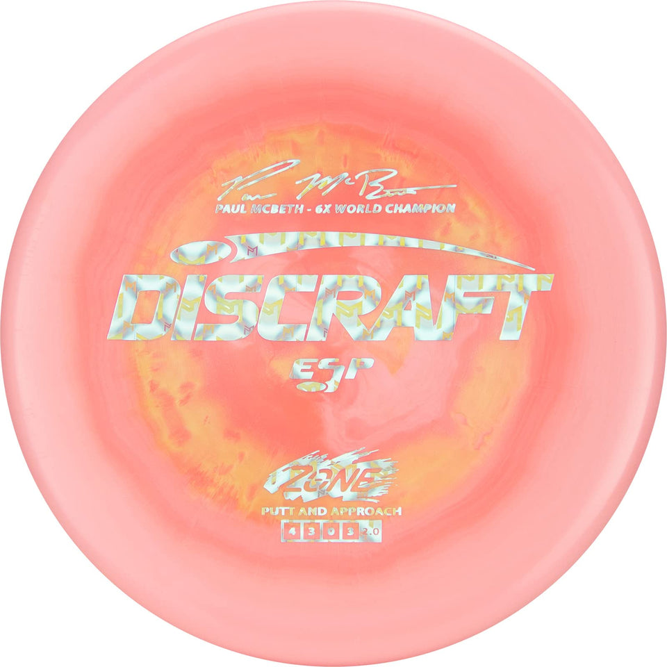 Discraft ESP Zone Paul McBeth Signature putt & approach disc for precise putts and controlled approaches.