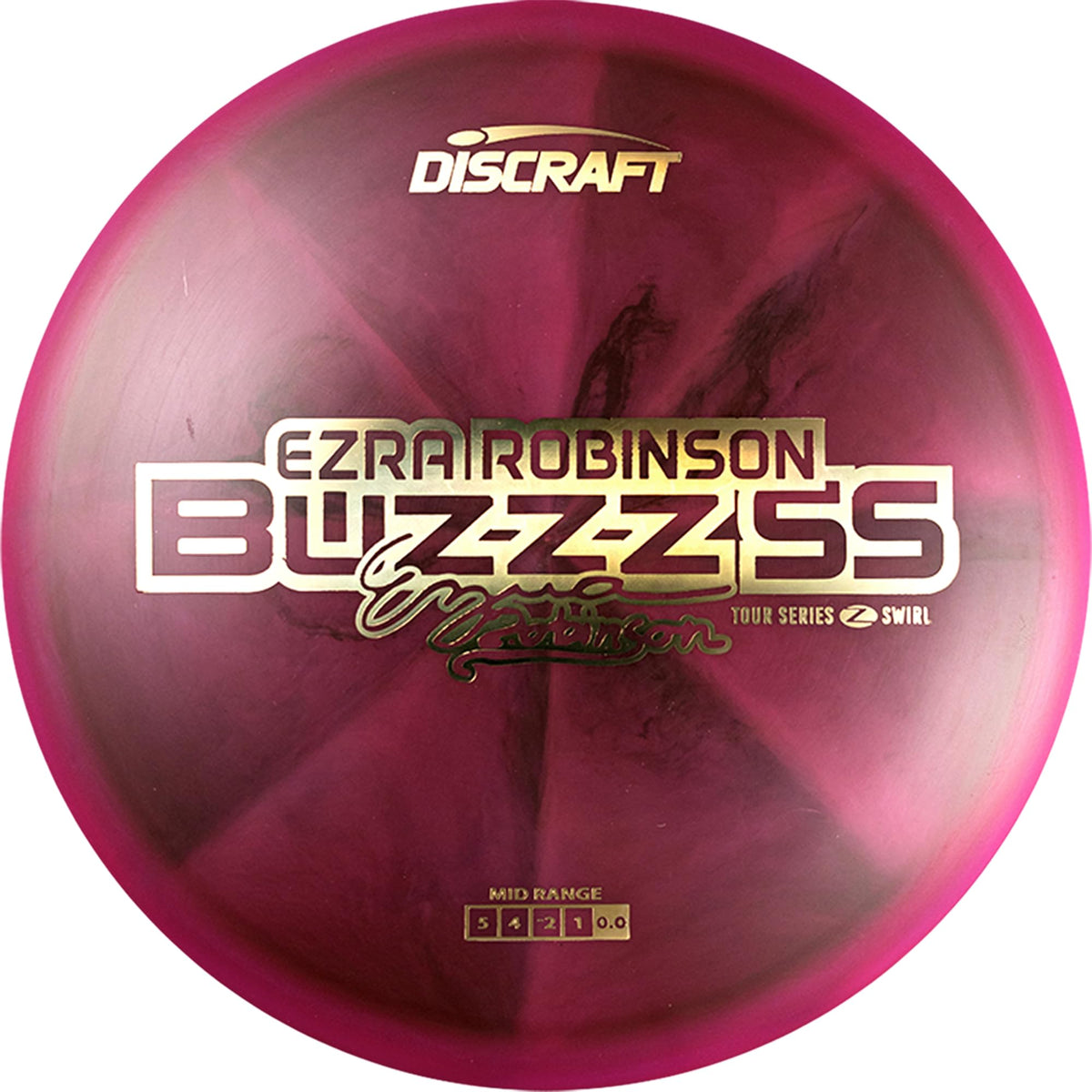 Discraft Ezra Robinson Z Swirl Buzzz SS pour improves grip for precise midrange shots.