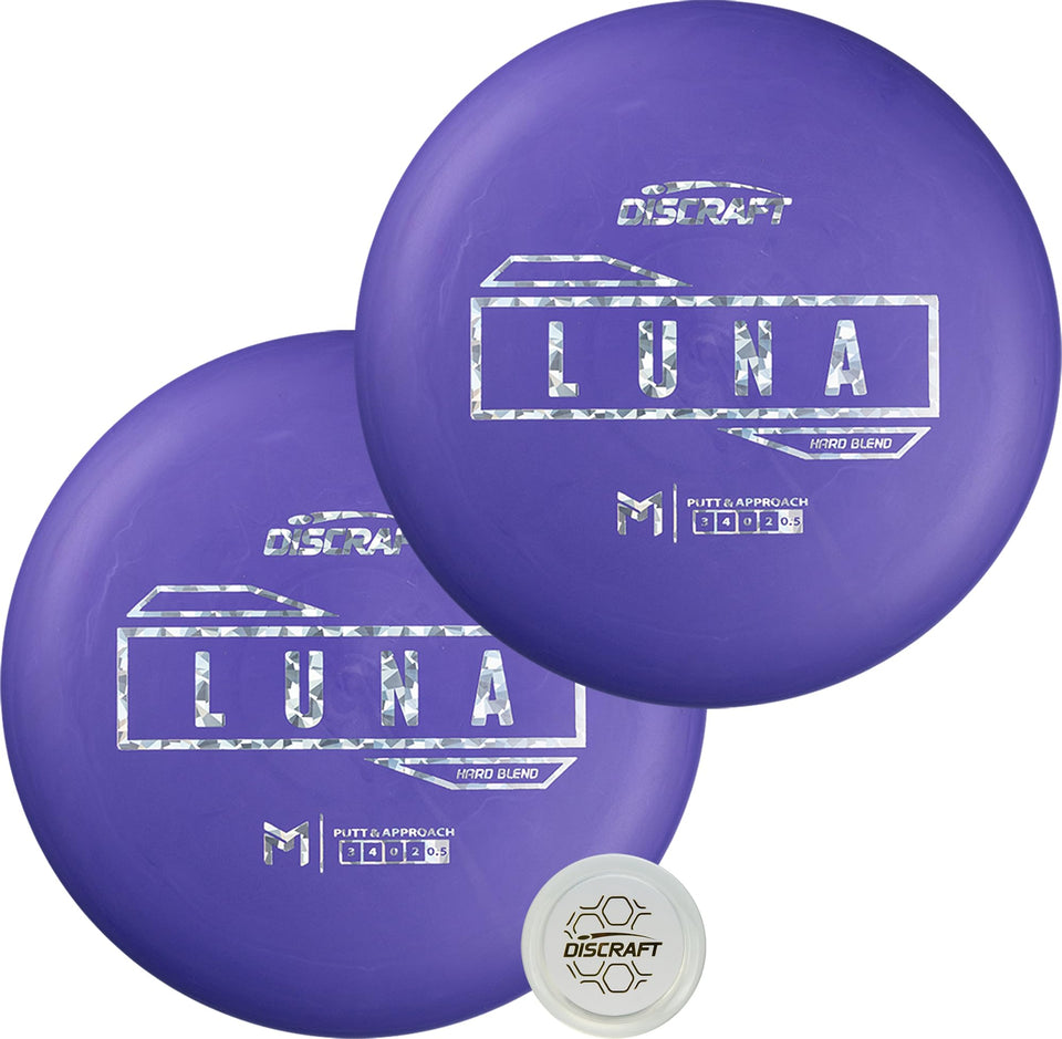 Discraft Hard Luna 2-pack in purple putters for reliable accuracy on greens