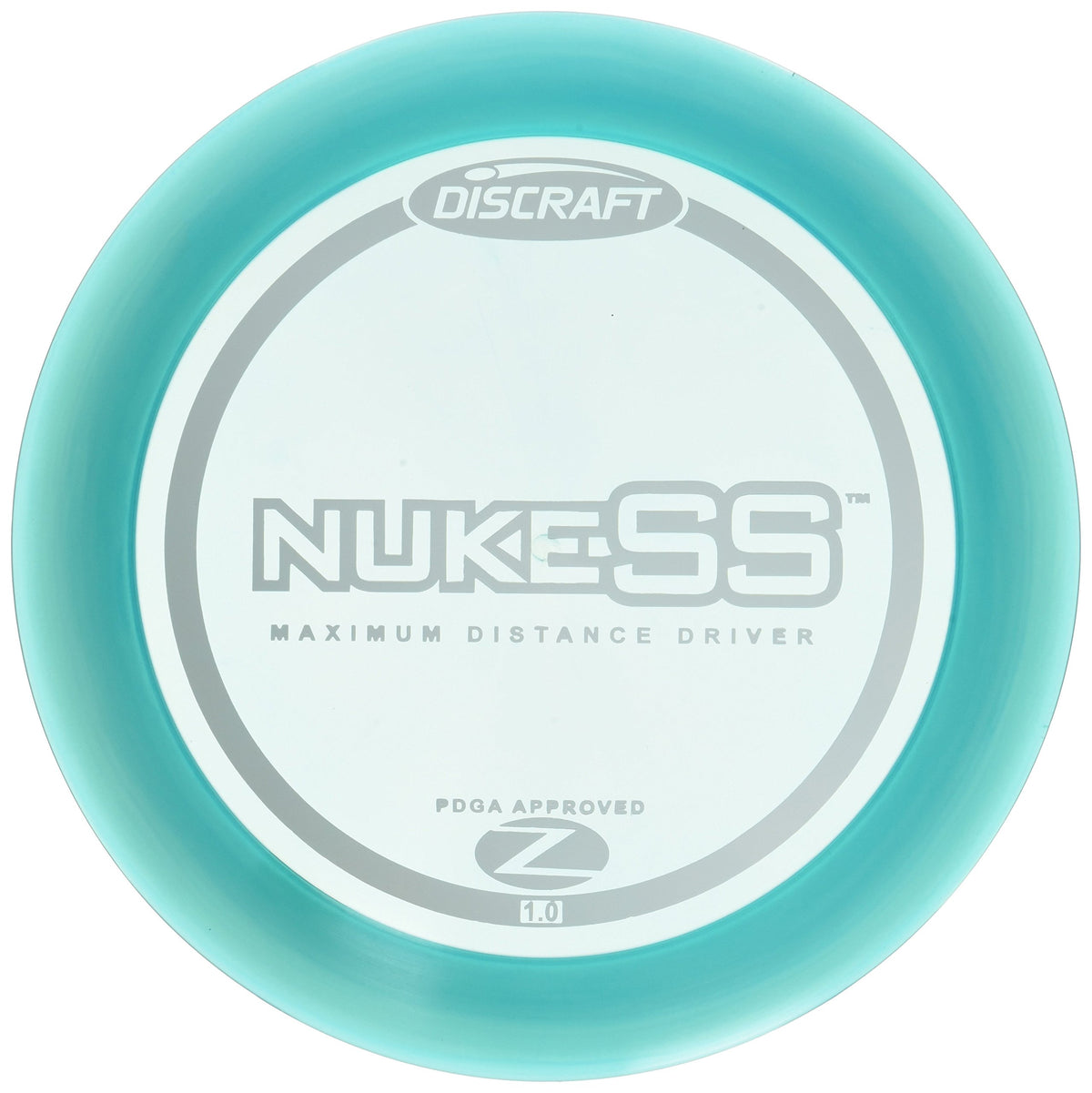 Closeup of the Discraft Nuke SS Elite Z stamp highlighting grip and stability.