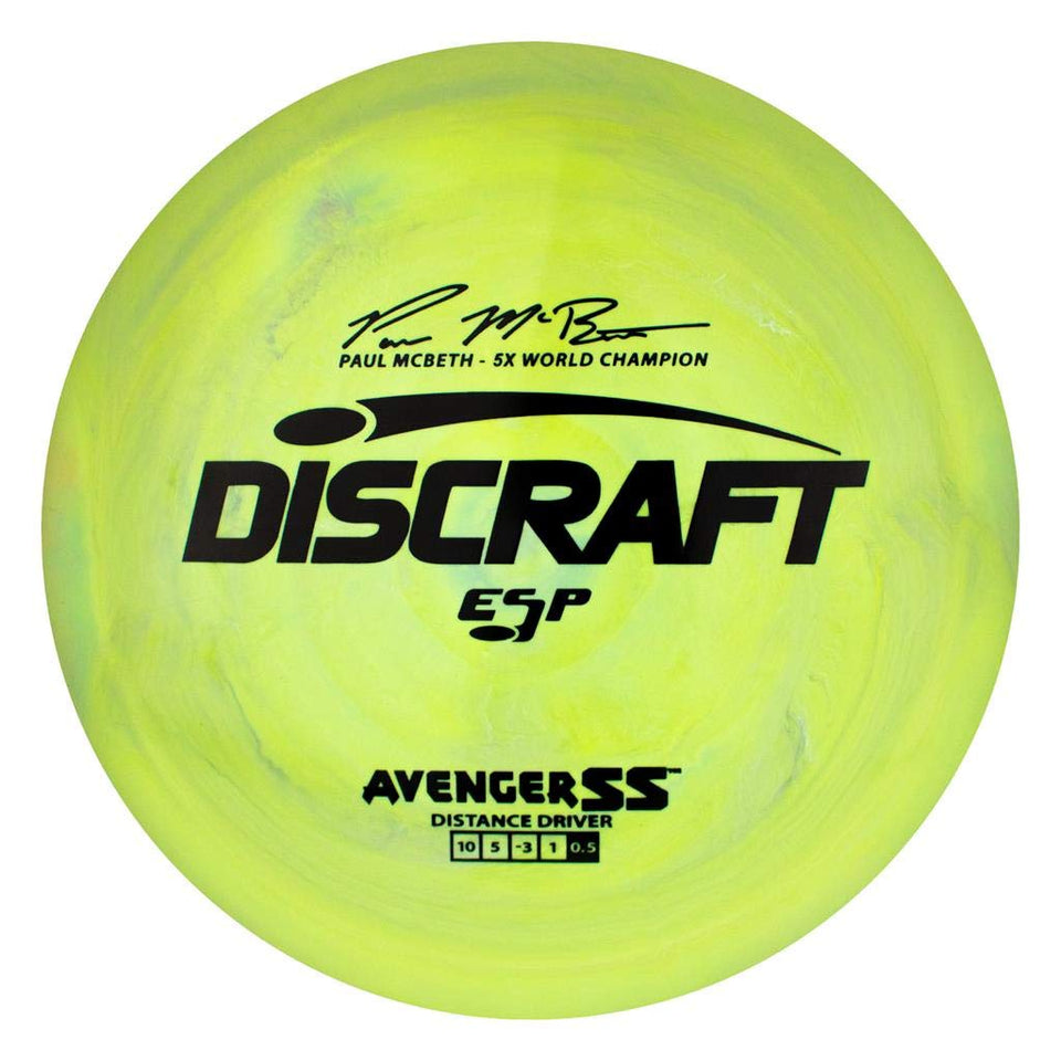 Discraft Paul McBeth ESP Avenger SS with hot stamp, ideal for signature feel and visibility