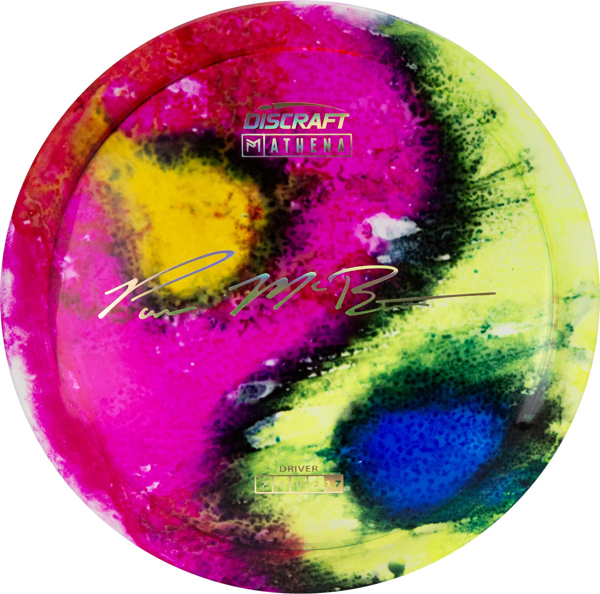 Discraft FDATHENA-160-166 driver with Fly Dye finish for precise tee shots.