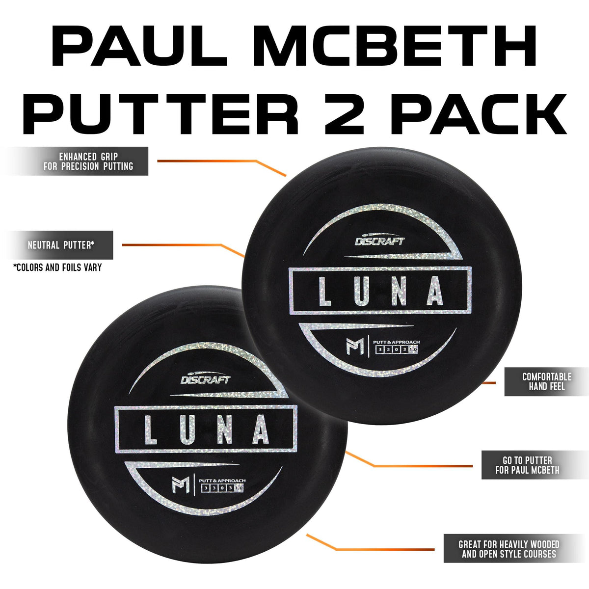 Discraft Paul McBeth Luna putter closeup logo detail