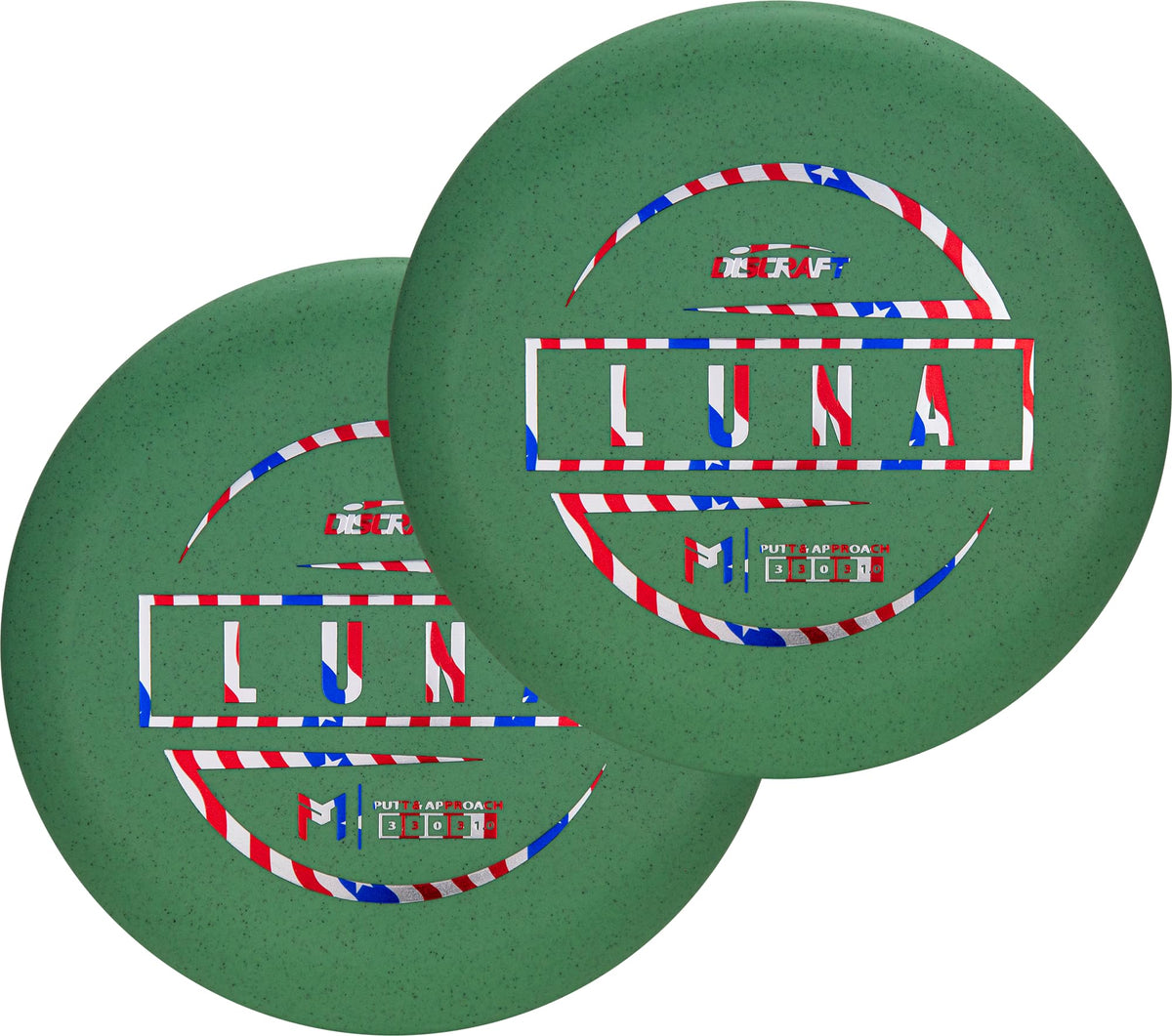 Discraft Paul McBeth Luna putter pack green pack shot showing color-matched discs