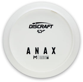 Discraft Paul McBeth White ESP Anax dye-ready canvas on display.