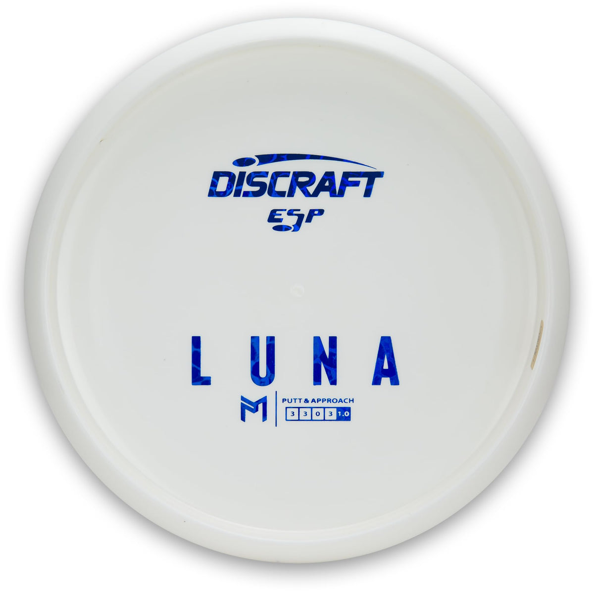 Discraft Paul McBeth White ESP Luna, dye-friendly white plastic that highlights vibrant colors on the course.