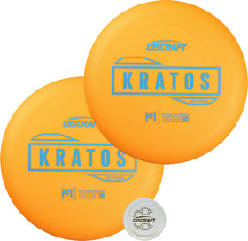 Two Discraft Soft Kratos orange putters in matching color for consistent practice