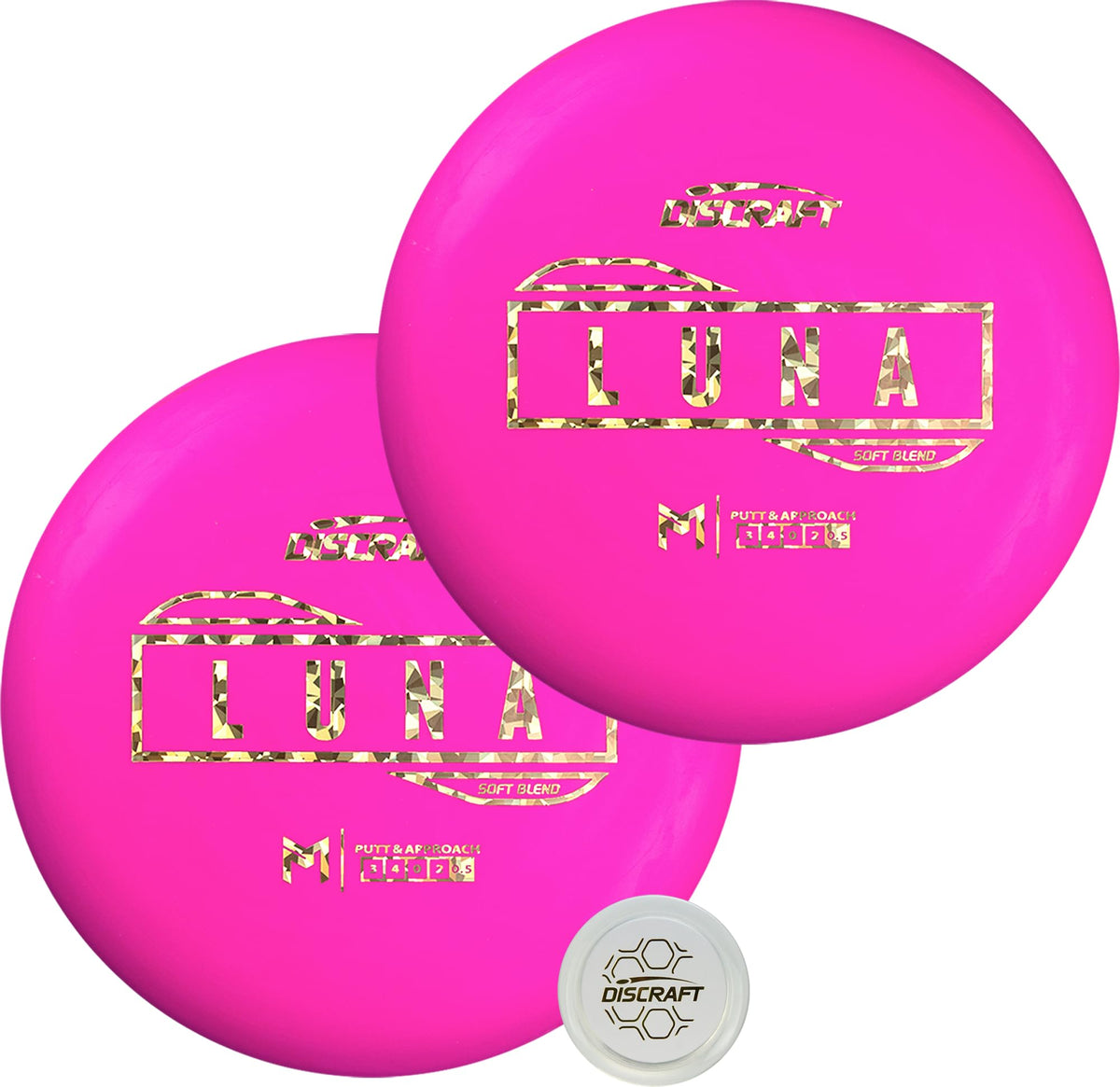 Discraft Soft Luna 2-Pack varied foils for enhanced visibility on the green