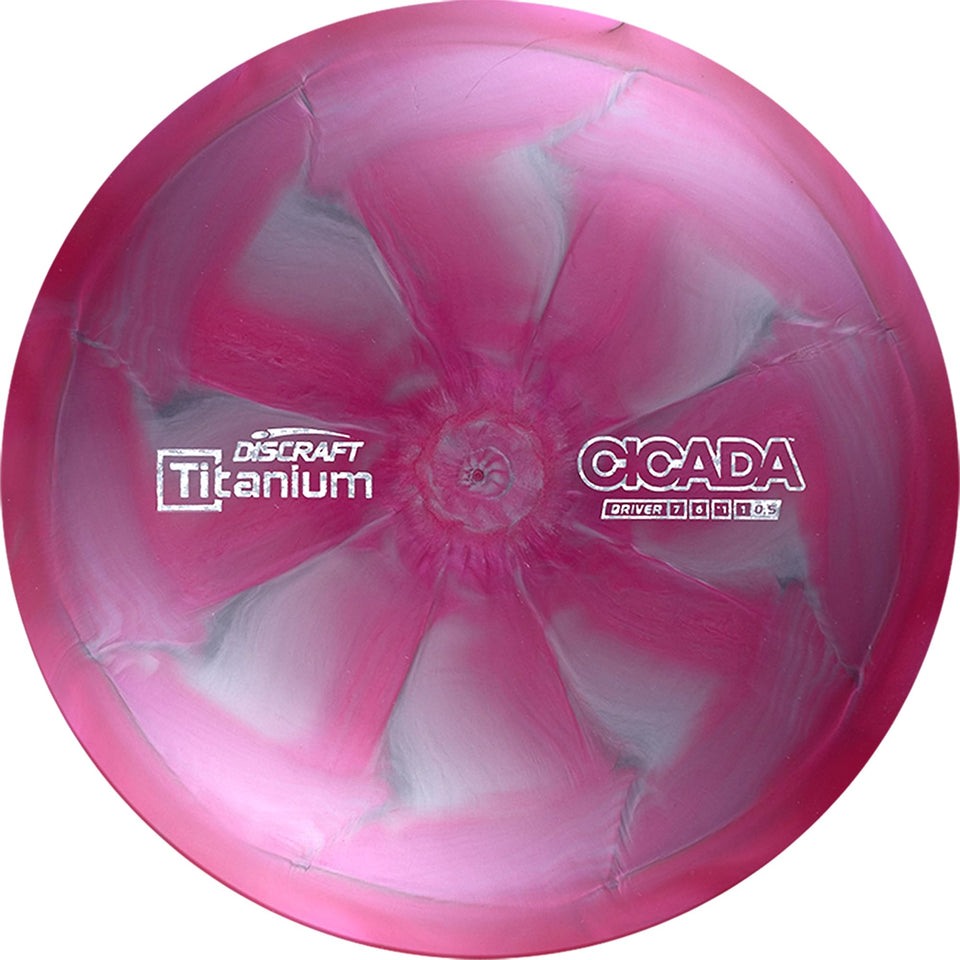 Discraft Swirl Ti Cicada 175-176g driver with vibrant swirl for grip and control.