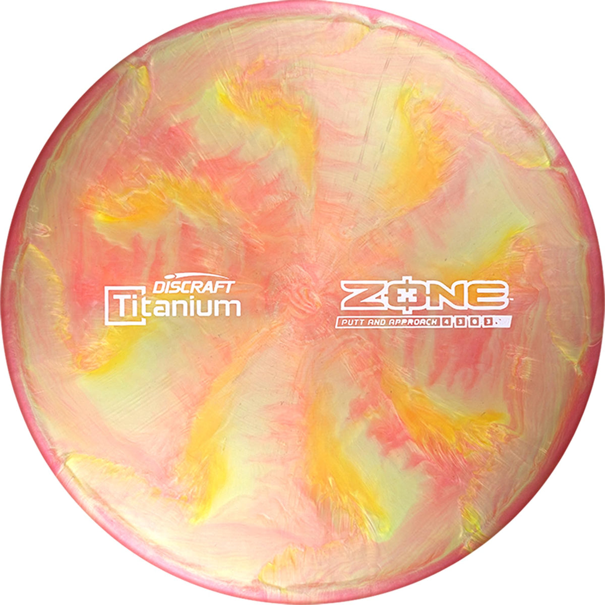 Discraft Zone TI swirl putt and approach disc offers precise short-range control.