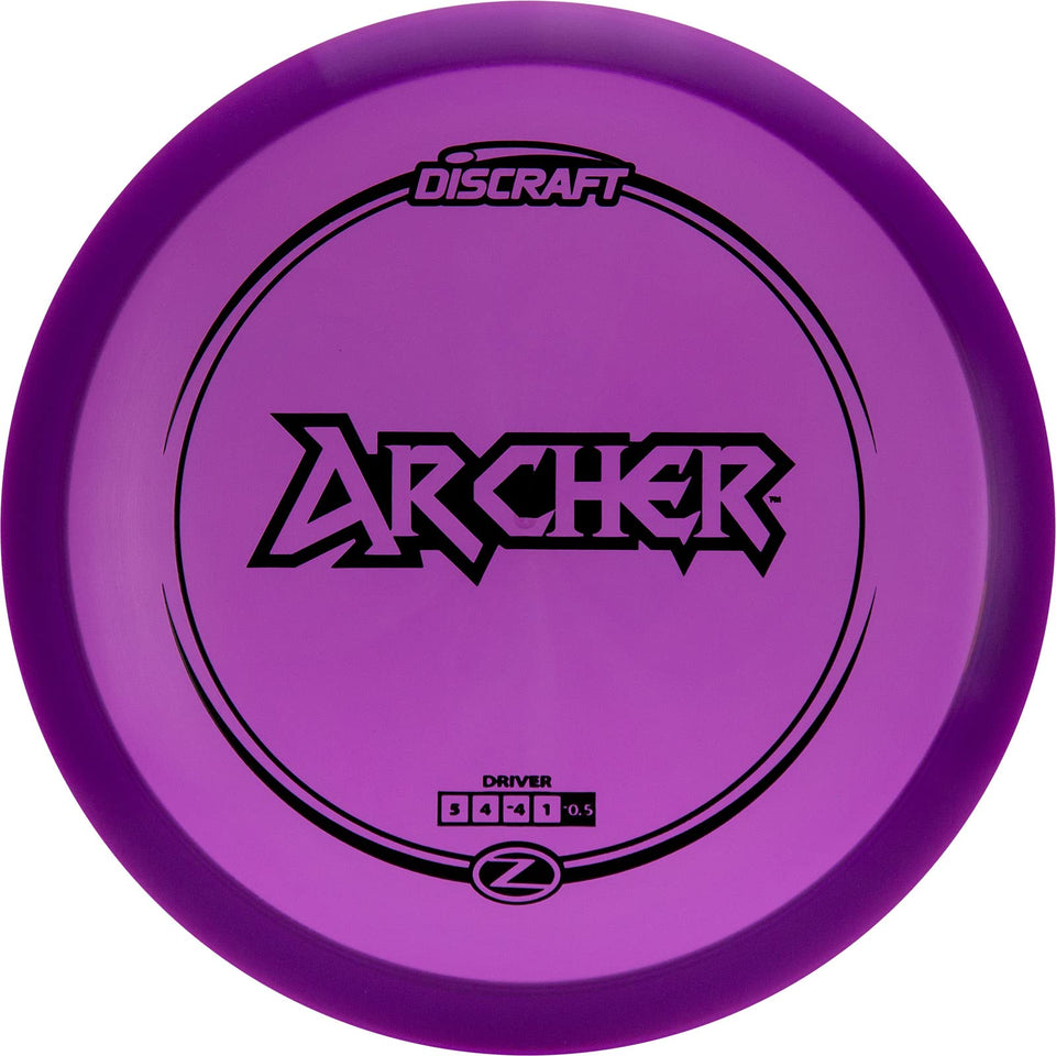 Discraft Z Archer distance driver in flight delivering straighter throws.