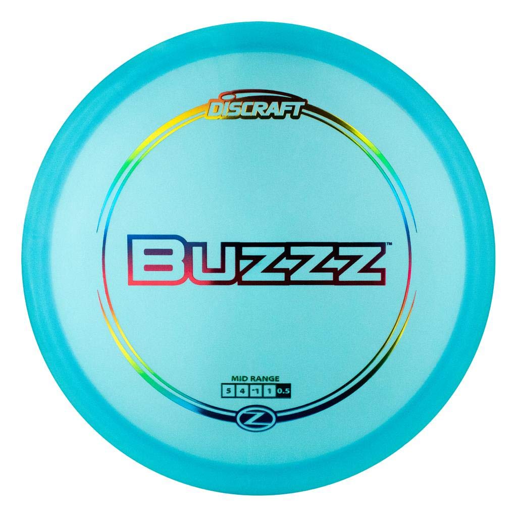 Discraft Z Buzzz midrange disc in flight for straight to stable approach shots.