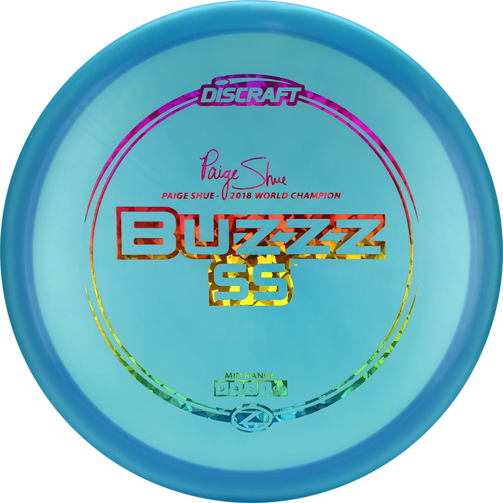 Discraft Z Buzzz SS Paige Shue signature disc shown during a precise approach.