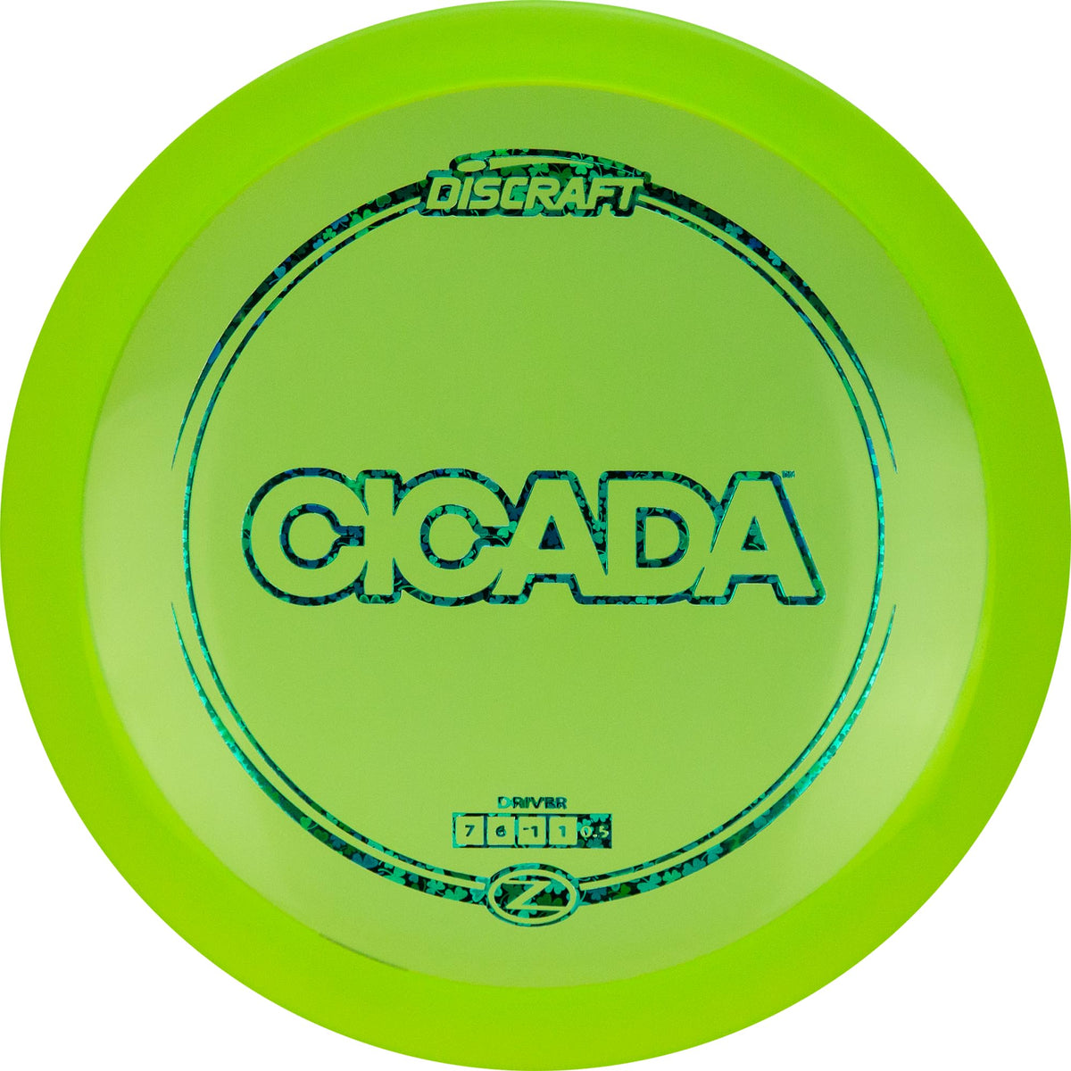 Discraft Z Cicada in flight showing stable flight for controlled drives.