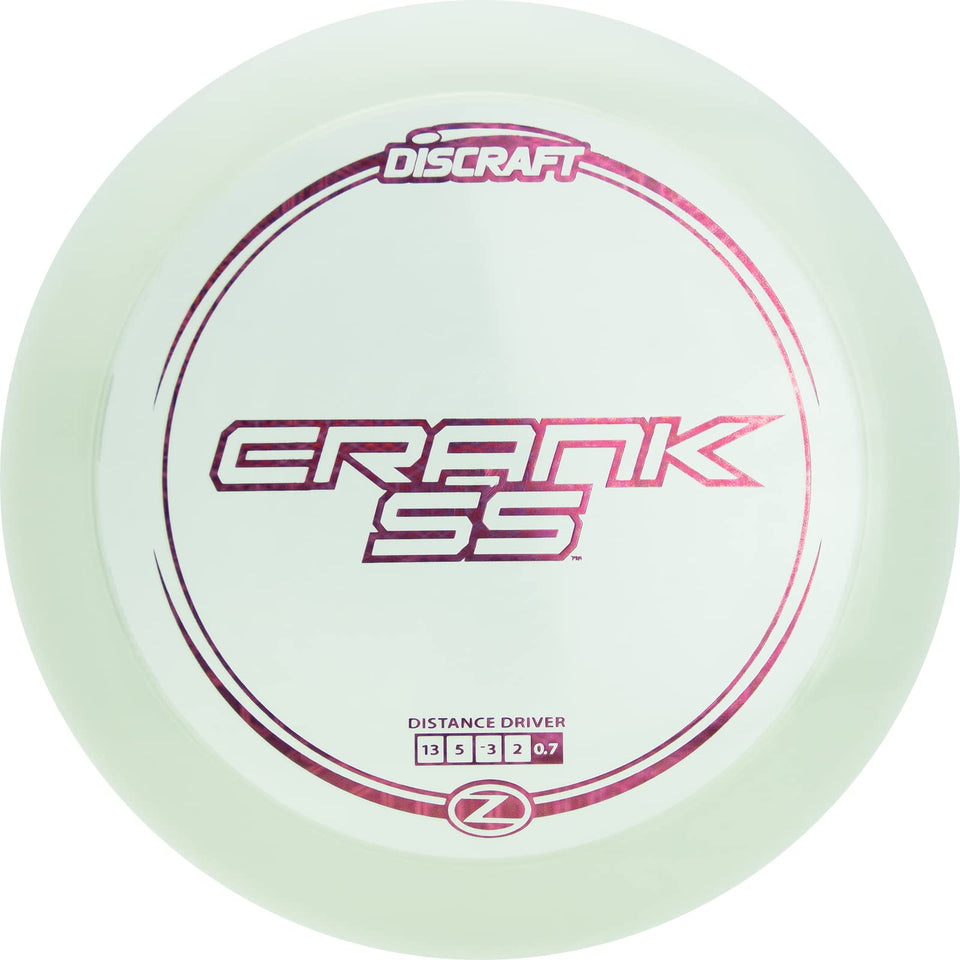 Discraft Z Crank SS distance driver in flight for straight, long drives.
