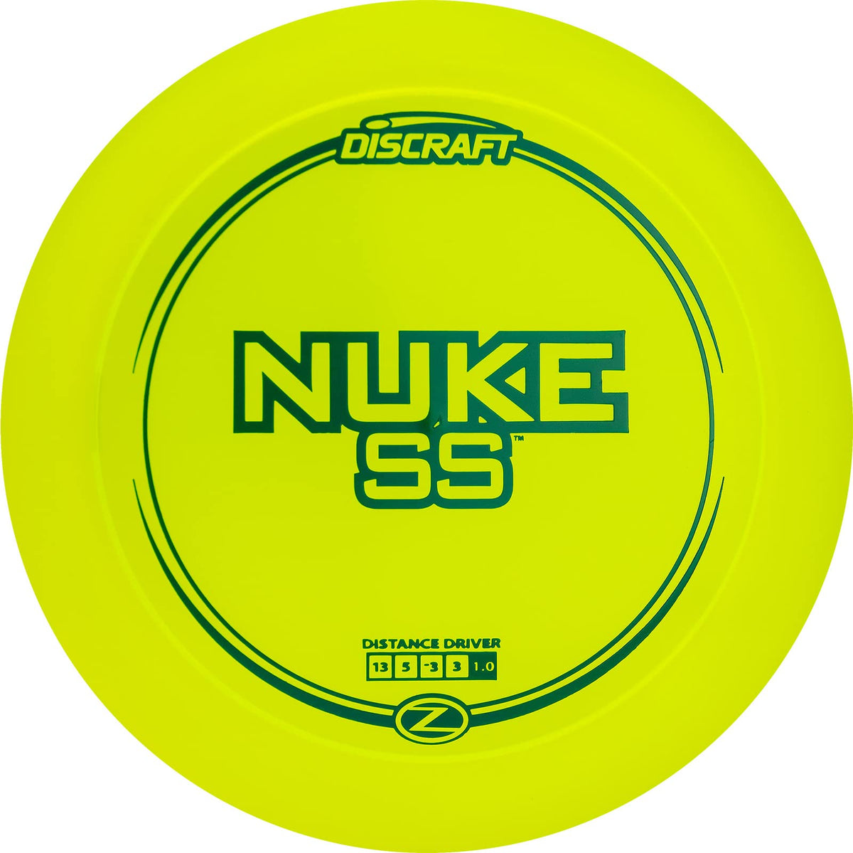 Discraft Z Nuke SS distance driver in flight, ideal for beginners seeking easier turnover.