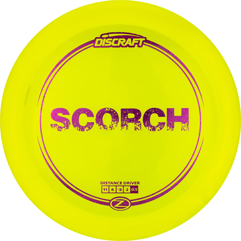 Discraft Z Scorch 170-172 driver in flight, offering stable distance and a reliable fade.