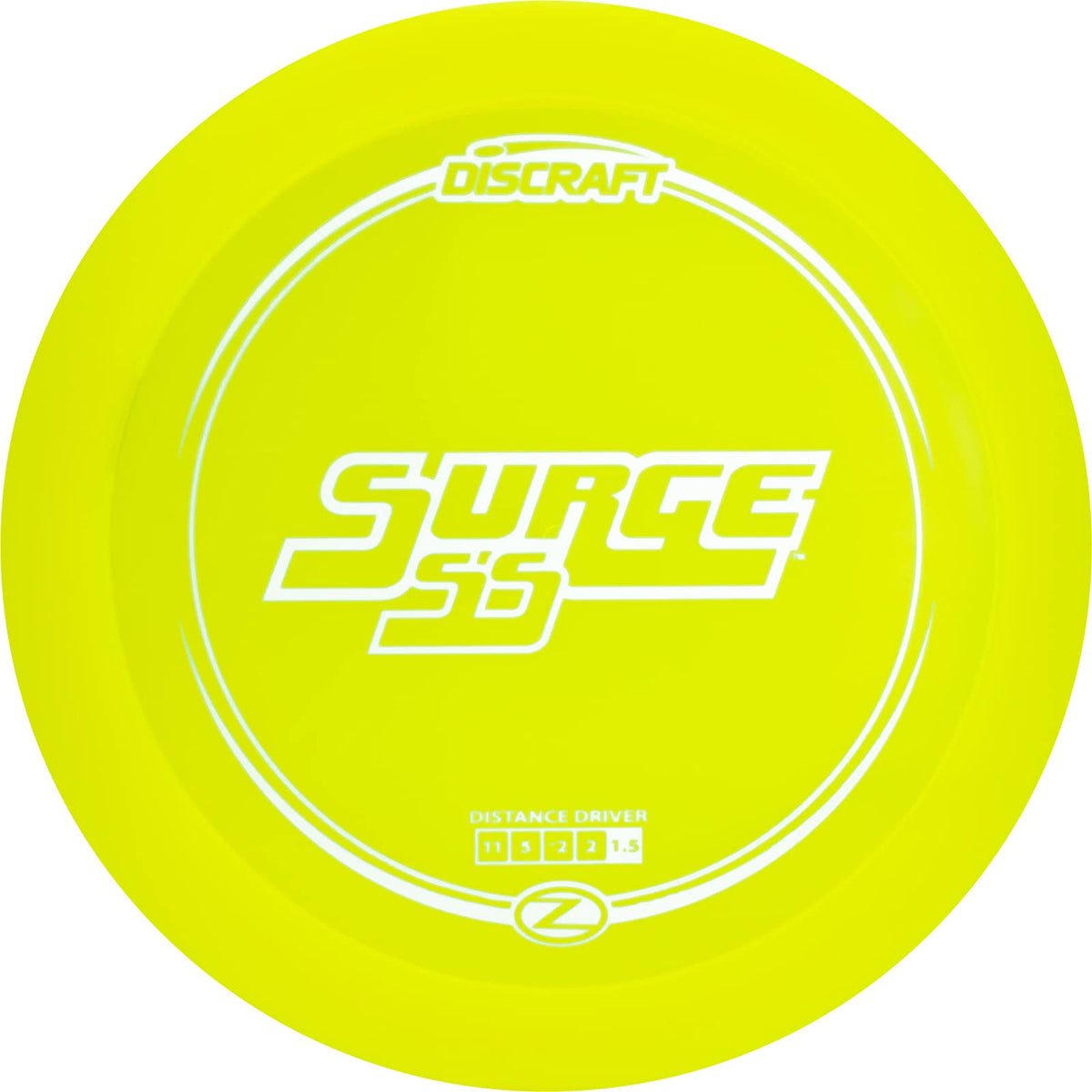 Discraft Z Surge SS distance driver showing straight flight for controlled long-range throws.