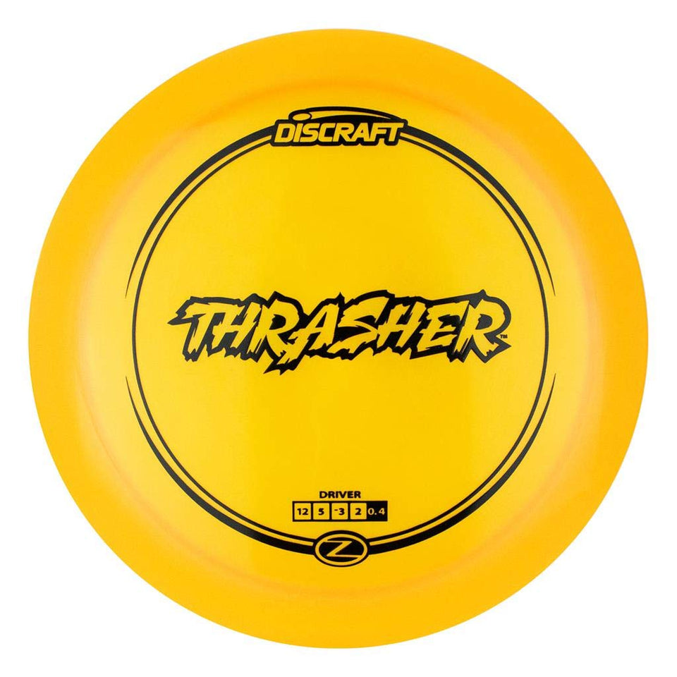 Discraft Z Thrasher driver in flight for long-distance throws at lower arm speeds