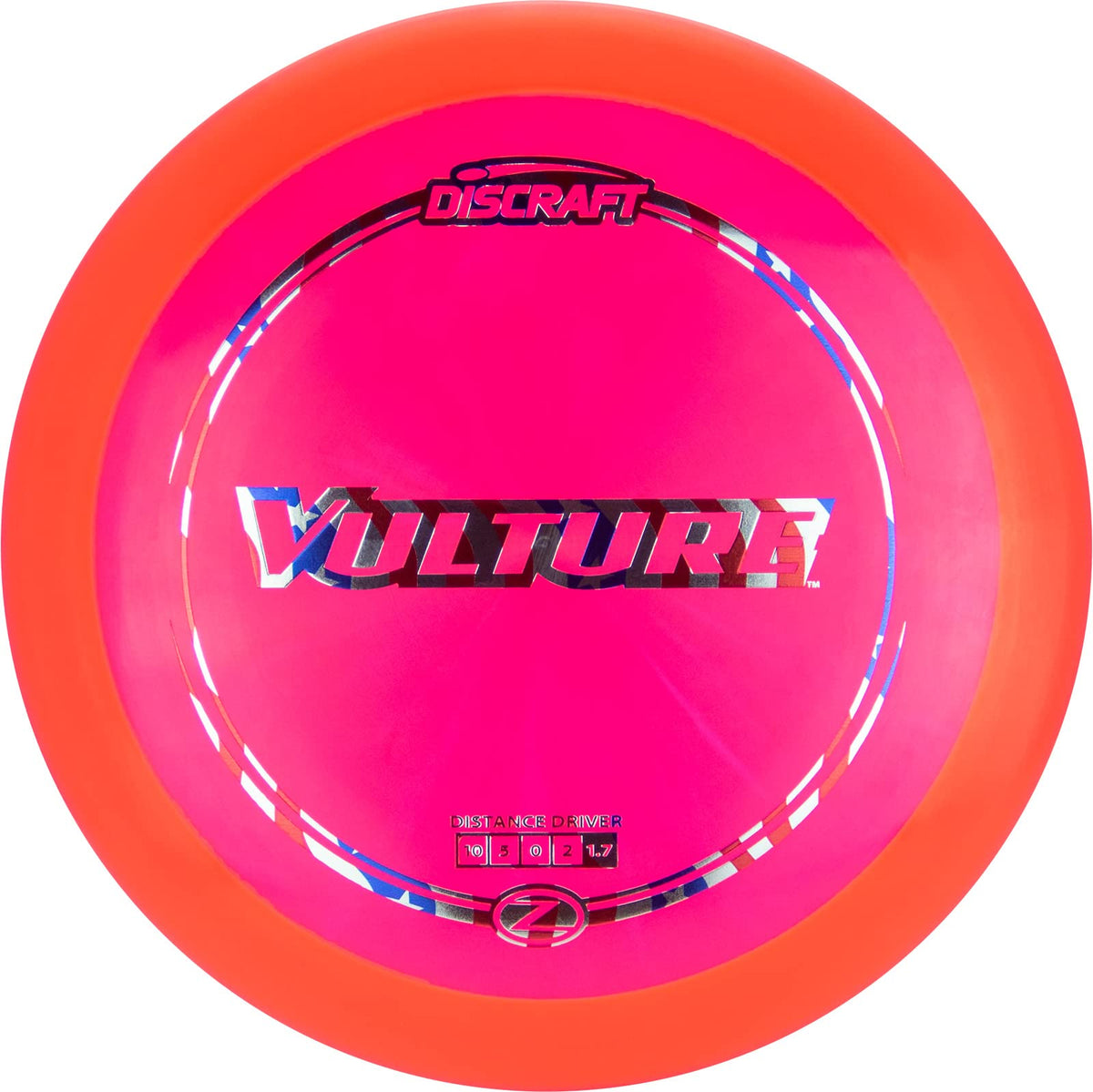 Discraft Z Vulture distance driver for stable long-range flights and wind reliability.